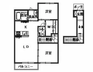 ラフィーネ三室参番館A【2階】の間取り