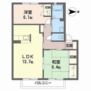 サンハイツ旭A【1階】の間取り