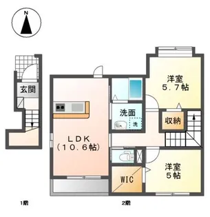 イチョウ・テラス【2階】の間取り
