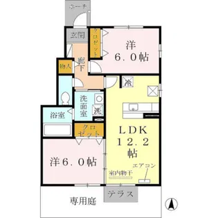 セゾンアザレB棟【1階】の間取り