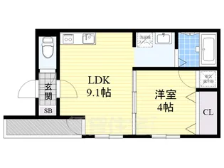 大阪府大阪市住吉区清水丘2丁目【アパート】の間取り
