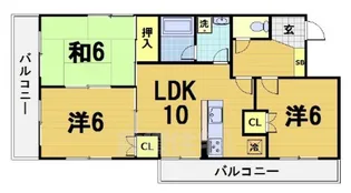 グランドハイツ嵯峨野【3階】の間取り