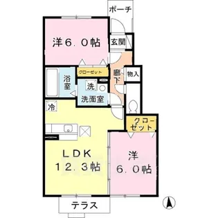 2LDKの間取り画像