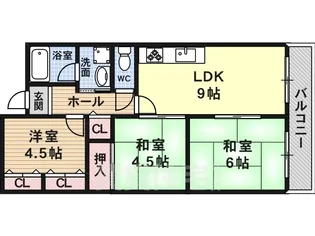 リープハーベン八尾木【2階】の間取り