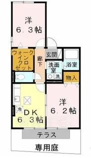 プルーニア天美A棟【1階】の間取り