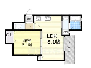 クリエオーレ瓜破東【105号室】の間取り