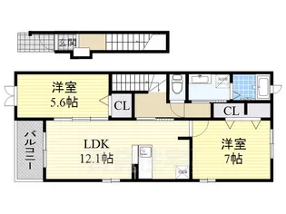 2LDKの間取り画像