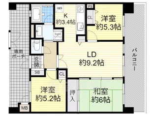 エスリード堺市役所前【9階】の間取り
