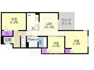 T‘sスクエア下鴨【1階】の間取り