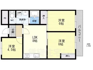 グローバル伸和【305号室】の間取り