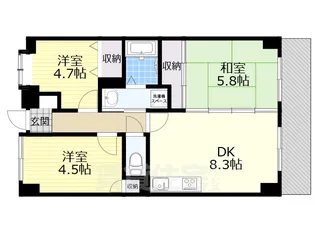 ライオンズマンション大和八木【5階】の間取り
