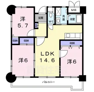 ヴィラ木下【6階】の間取り
