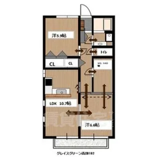 グレイスグリーン高畑【1階】の間取り