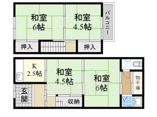 大阪府東大阪市若江本町4丁目【テラスハウス】の間取り