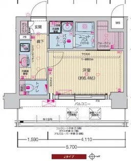 プレサンス THE KYOTO 東福寺WEST【4階】の間取り
