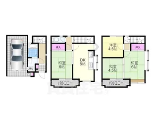 大阪府大阪市西淀川区大野1丁目【一戸建】の間取り