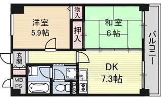 レック淀川【6階】の間取り