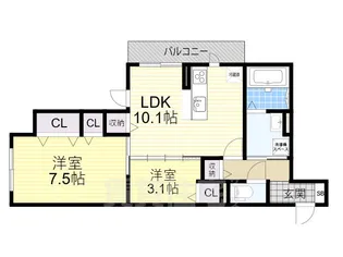 シャルマン東三国ヶ丘【3階】の間取り