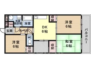 シャルマンフジ富田林【6階】の間取り