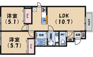 チェリーハウス2 A棟【1階】の間取り