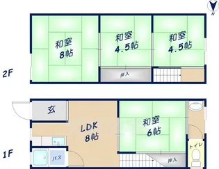 溝畑様六万寺1丁目文化住宅【1号室】の間取り