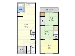 大阪府松原市三宅中3丁目【テラスハウス】の間取り