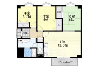 パールコート千里山【2階】の間取り