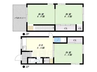大阪府東大阪市新池島町1丁目【一戸建】の間取り