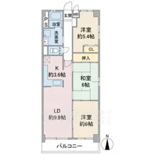 アソシア一社【4階】の間取り
