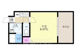 フラッティ天神川三条【1階】の間取り