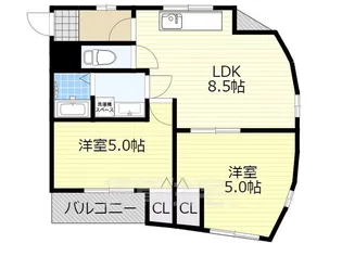 メビウス道明寺レジデンス東館【3階】の間取り