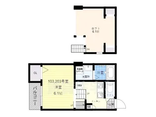 HR西三国【1階】の間取り
