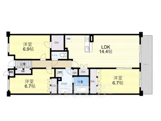 甲子園六石町ハイツ【3階】の間取り