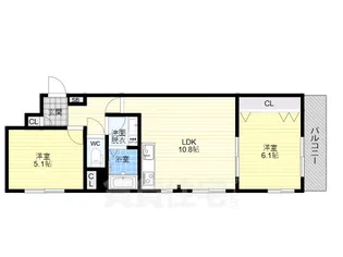 リュストル喜連【205号室】の間取り