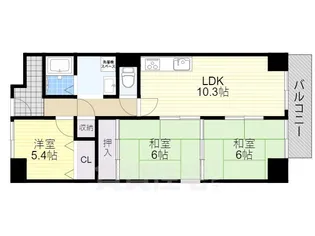 ファミールハイツ北大阪1号棟【6階】の間取り