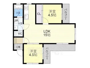 豊中ファミリーハイツ【3階】の間取り
