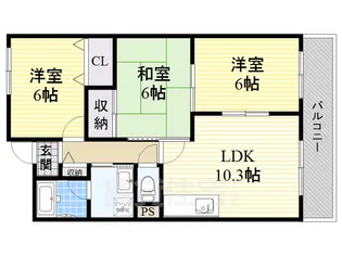 ラフィネ星田【3階】の間取り