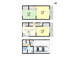 大阪府東大阪市瓢箪山町【一戸建】の間取り