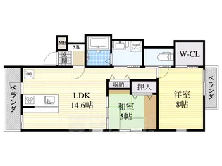 2LDKの間取り画像