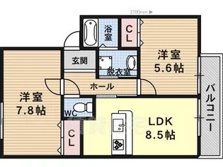2DKの間取り画像