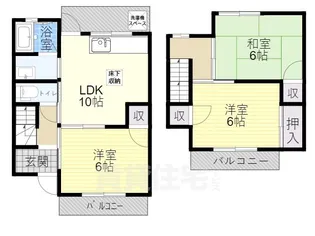 兵庫県伊丹市野間北1丁目【テラスハウス】の間取り