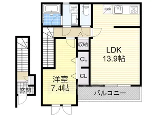ホワイトレーク大萱【2階】の間取り