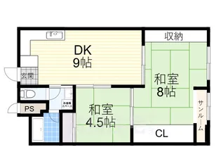 烏ヶ辻コーポ【7階】の間取り