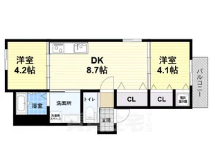 パルティール武庫川【2階】の間取り