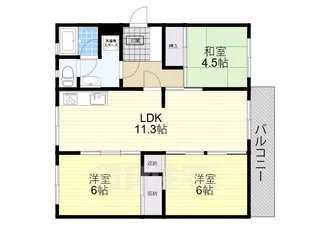 大阪府三島郡島本町若山台2丁目【マンション】の間取り