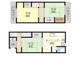兵庫県尼崎市崇徳院3丁目【テラスハウス】の間取り