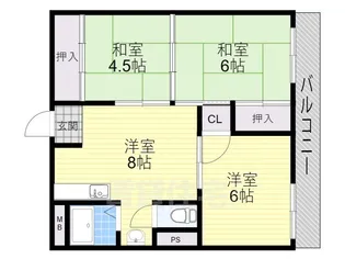 第1八幸マンション【4階】の間取り