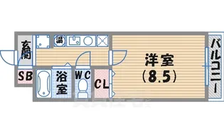 シャンブル甲東園【3階】の間取り