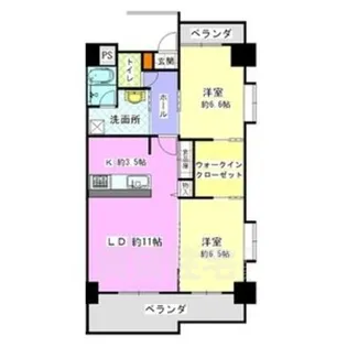 2LDKの間取り画像