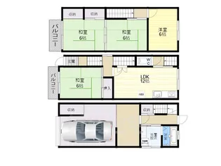 大阪府大阪市平野区瓜破1丁目【一戸建】の間取り
